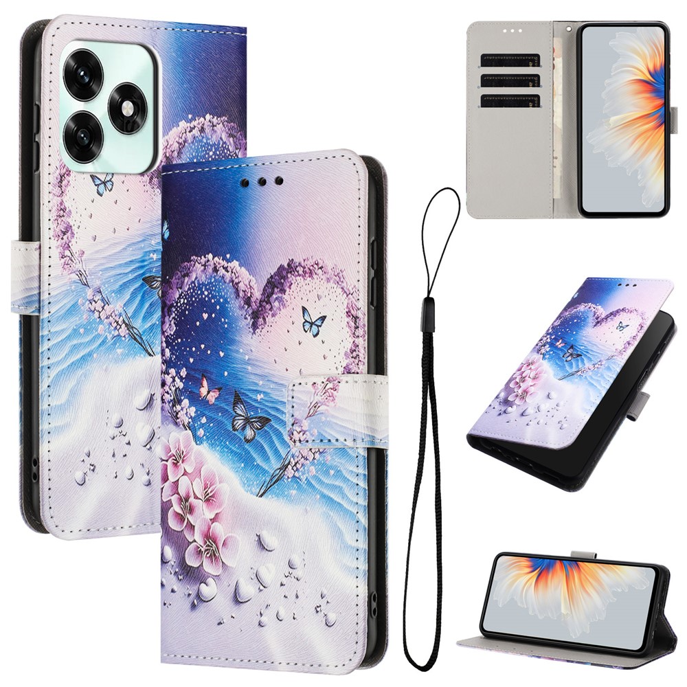  Honor X5c Plus Fodral Med Tryck Hjärta / Fjärilar