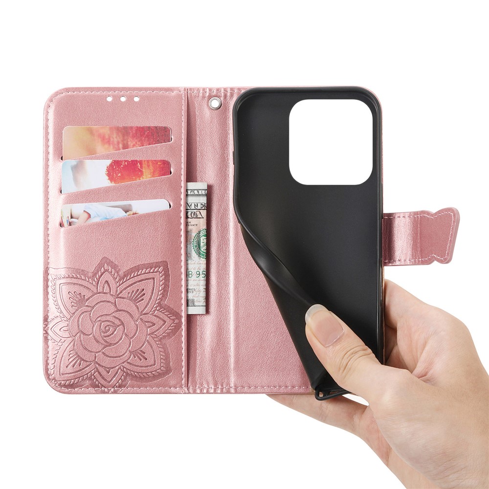  Honor 400 Smart Fodral Med Fjäril Tryck Roséguld