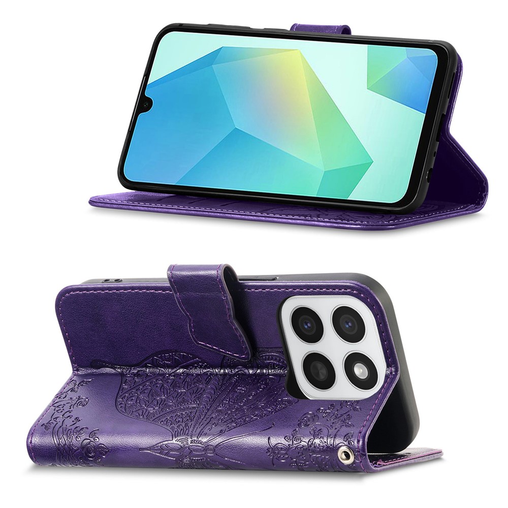  Honor 400 Smart Fodral Med Fjäril Tryck Mörk Lila