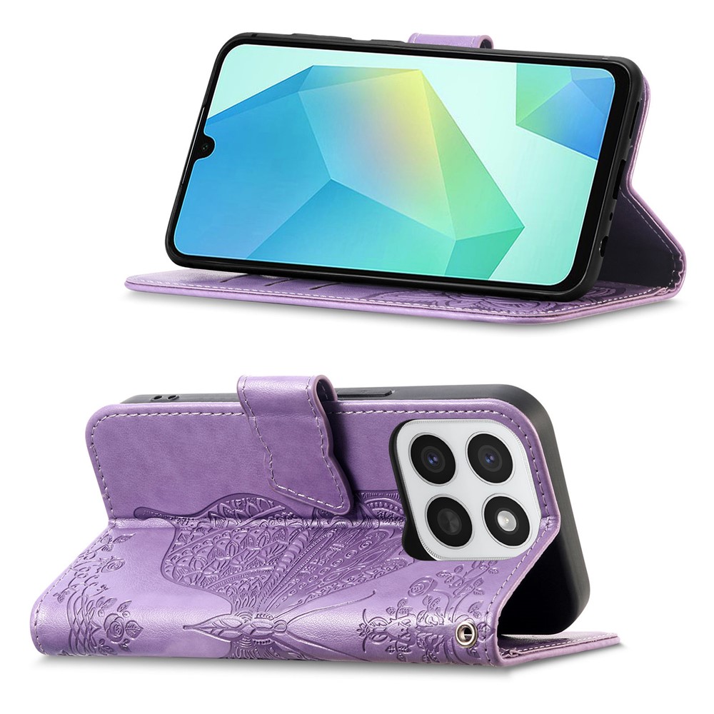  Honor 400 Smart Fodral Med Fjäril Tryck Lila