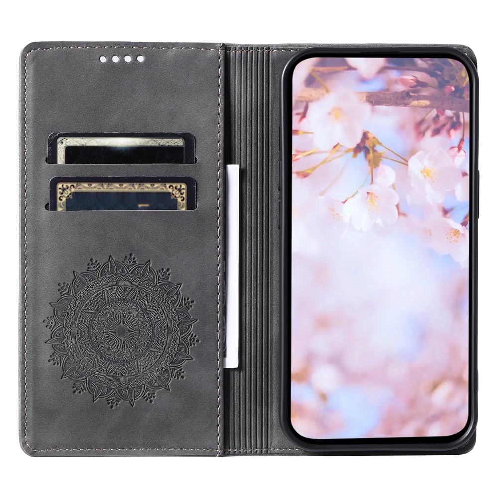  Honor X5c Plus Fodral Flip Mandala Läder Grå