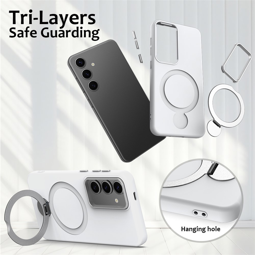  Samsung Galaxy S25 / S24 Skal MagSafe Kickstand Hybrid Vit