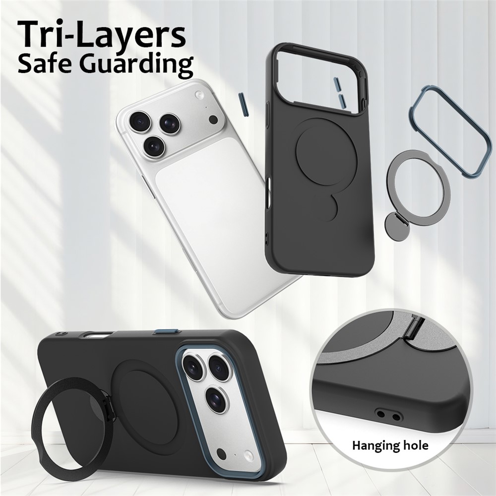  iPhone 17 Pro Skal MagSafe Kickstand Hybrid Svart