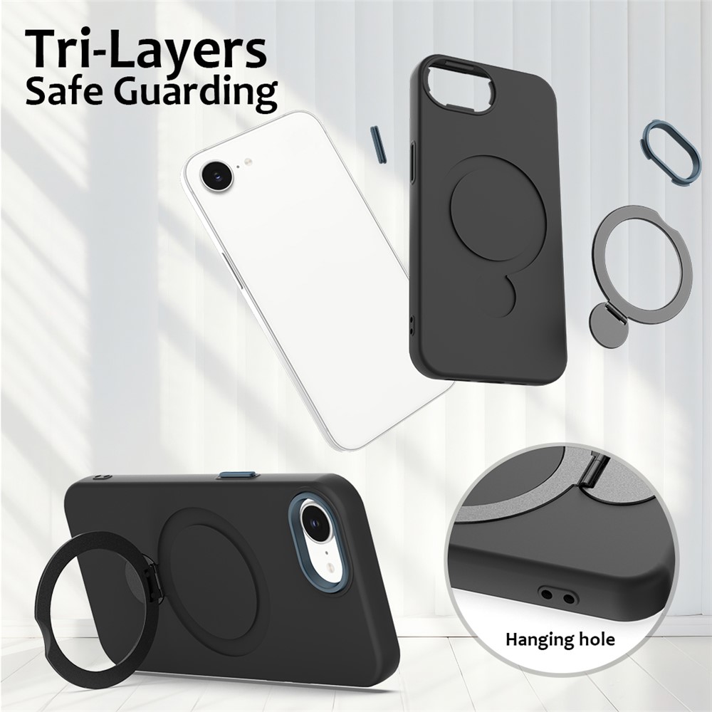  iPhone 17e / 16e Skal MagSafe Kickstand Hybrid Svart