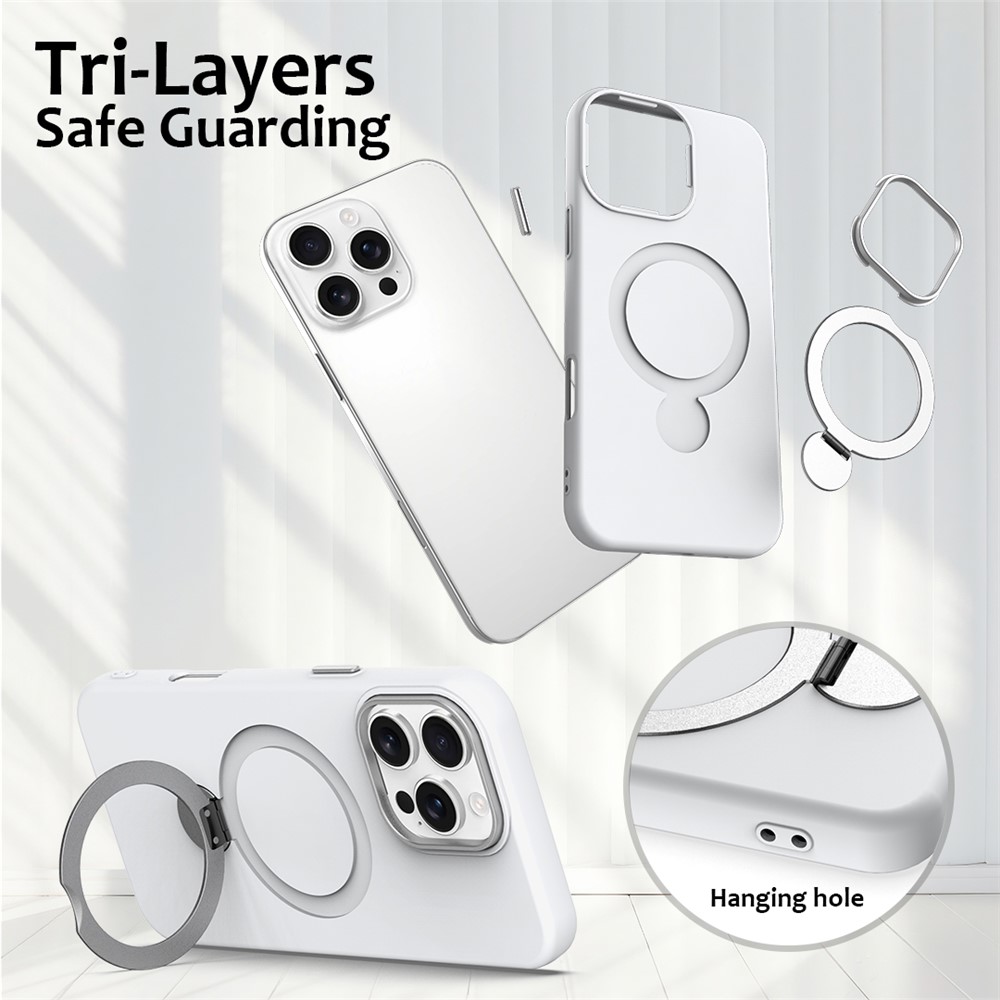  iPhone 16 Pro Skal MagSafe Kickstand Hybrid Vit