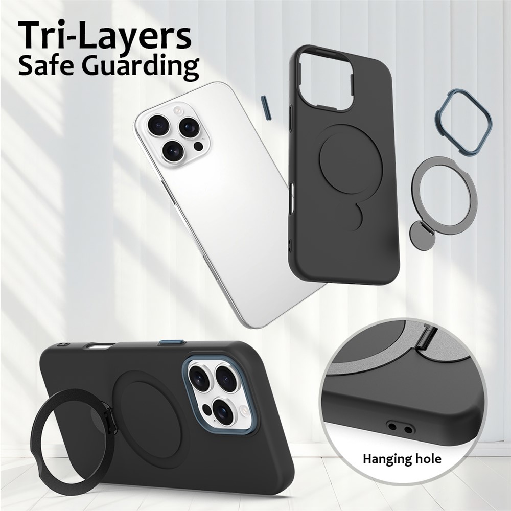  iPhone 16 Pro Max Skal MagSafe Kickstand Hybrid Svart