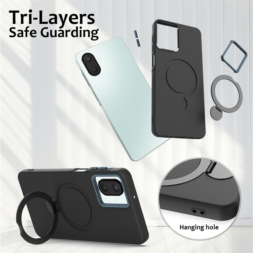  Samsung Galaxy A07 Skal MagSafe Kickstand Hybrid Svart