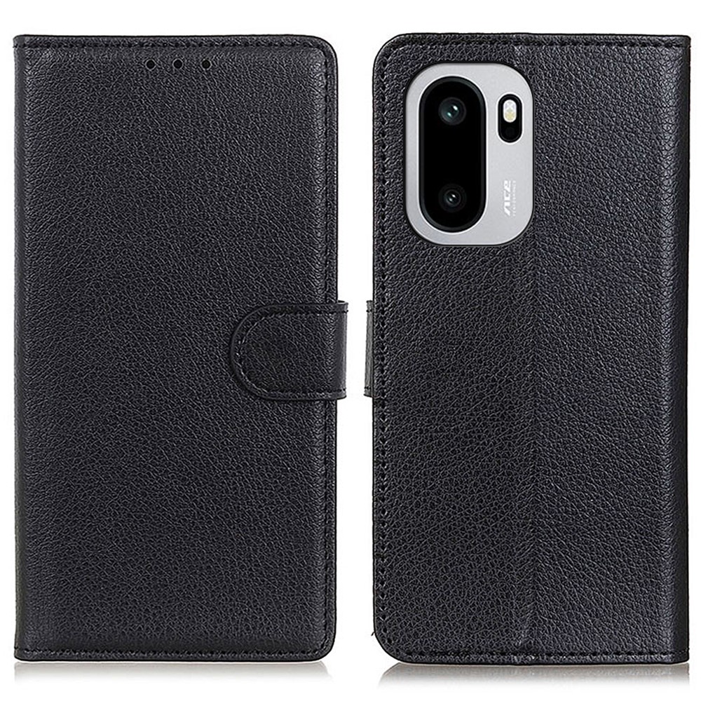  OnePlus 15R Fodral Litchi Läder Svart