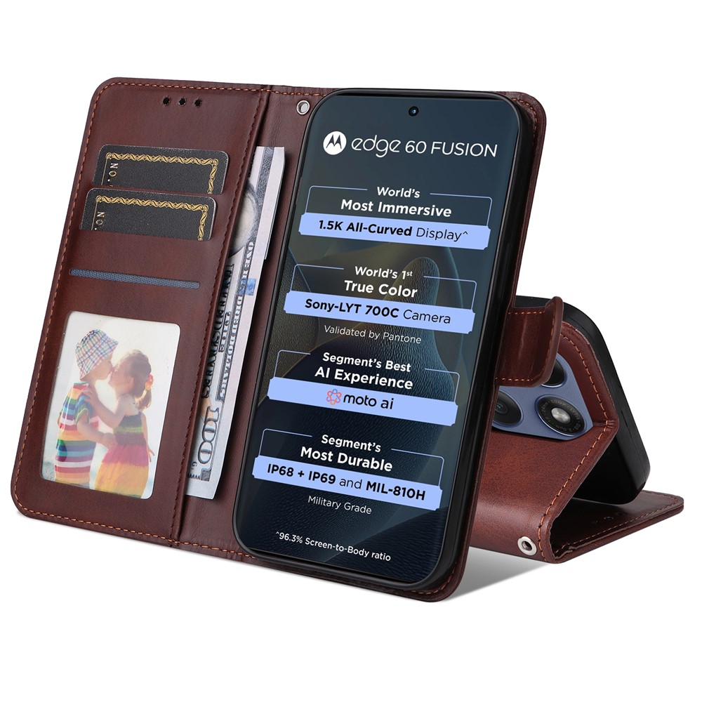  Motorola Edge 60 / 60 Pro / 60 Fusion Fodral Läder Brun