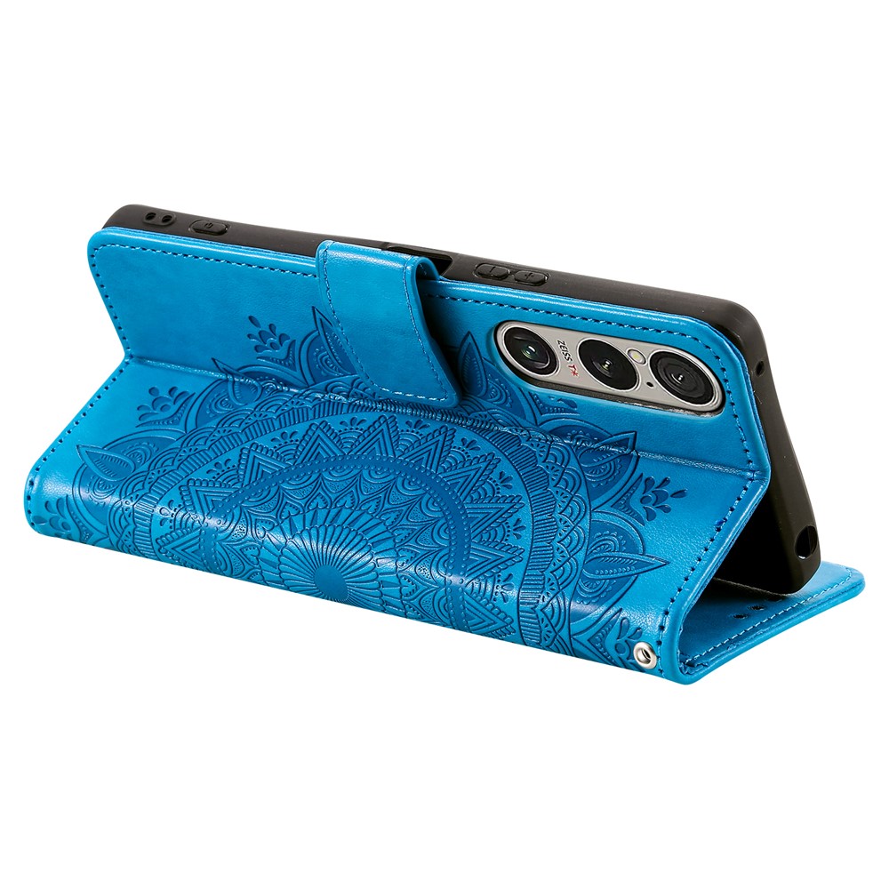  Sony Xperia 1 VII Fodral Mandala Läder Blå