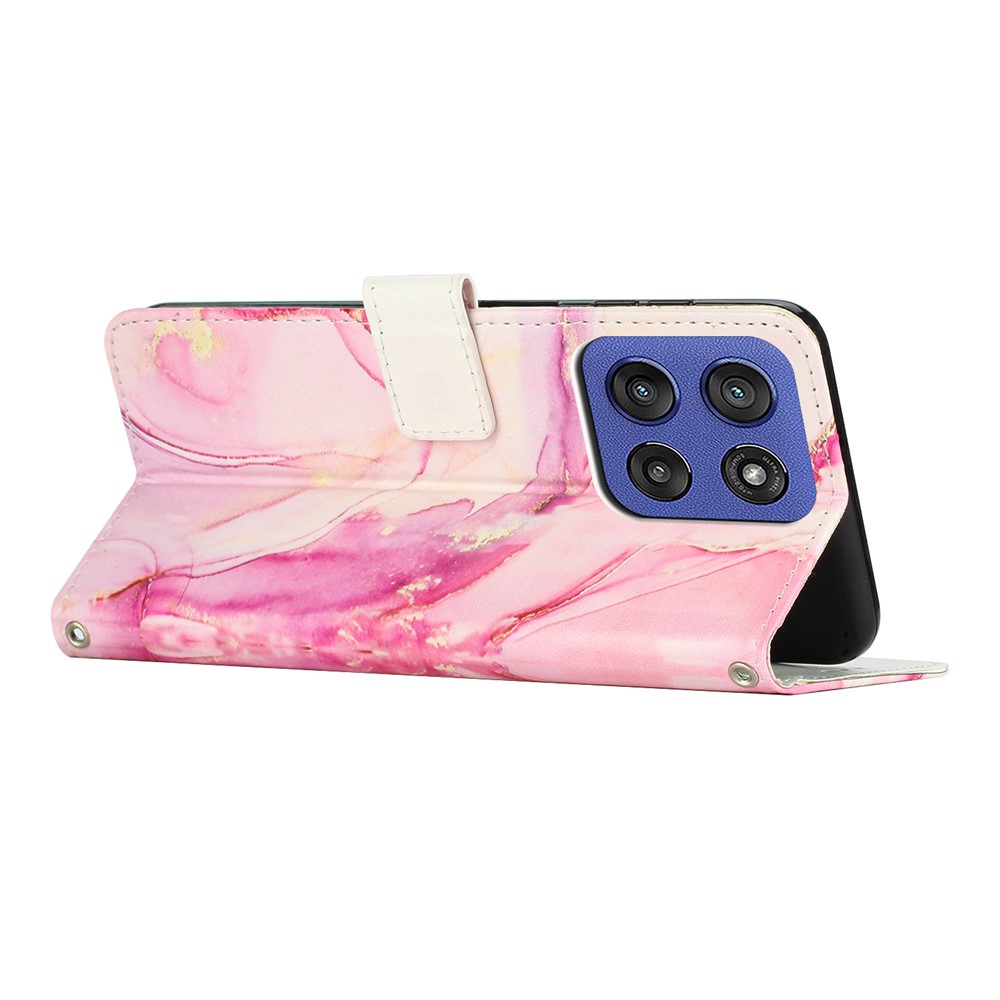  Motorola Edge 60 / 60 Fusion Fodral Läder Marmor Roséguld
