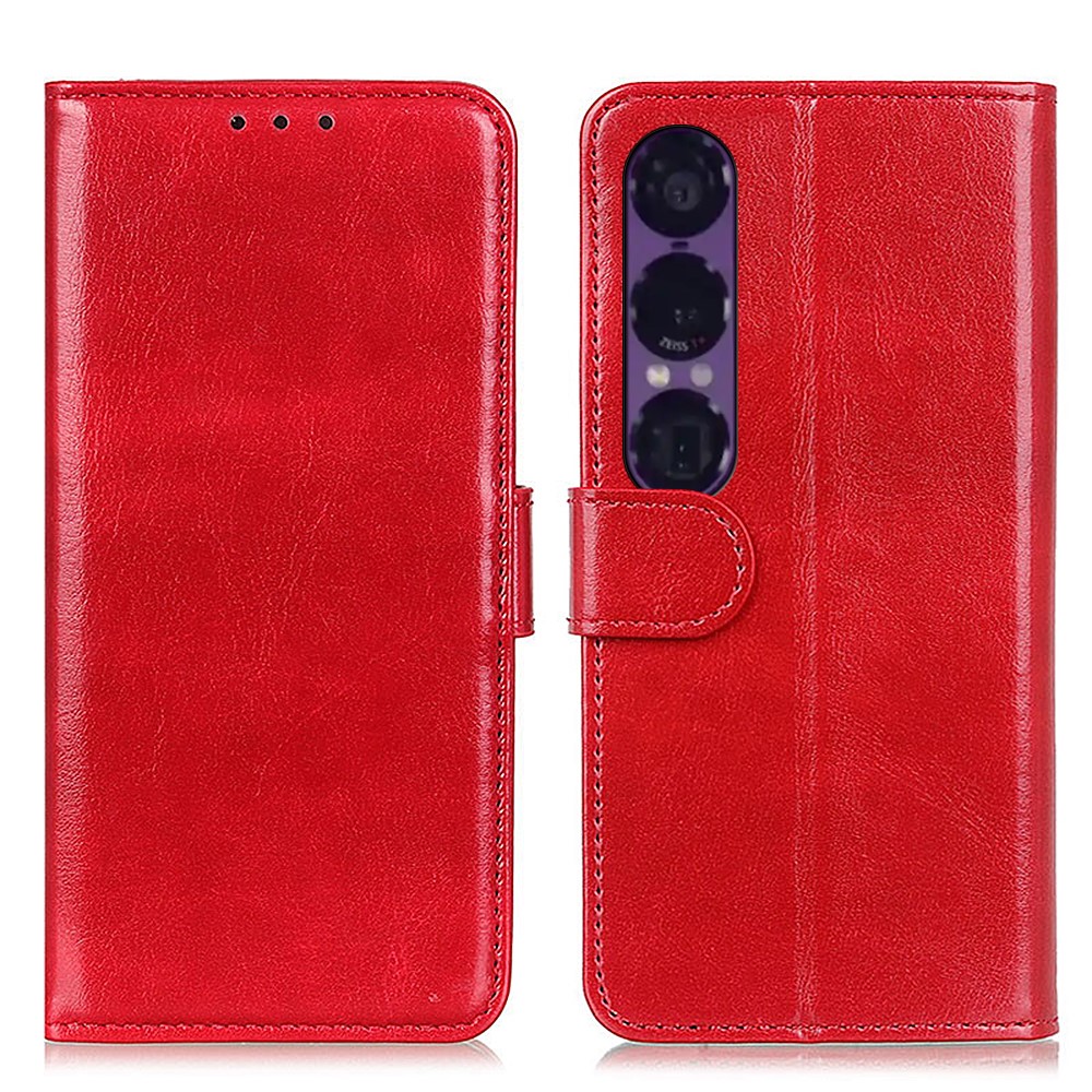  Sony Xperia 1 VII Fodral Crazy Horse Läder Röd