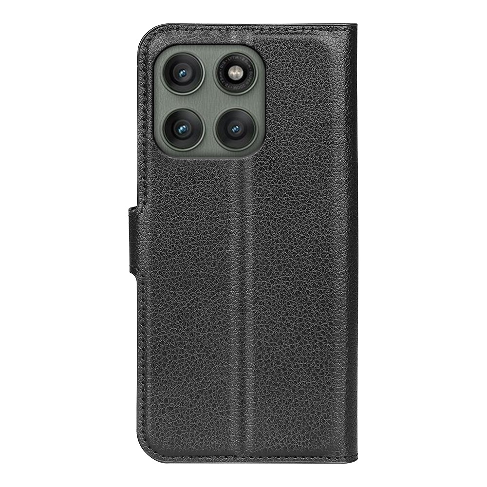  Motorola Edge 60 Pro Fodral Litchi Läder Svart