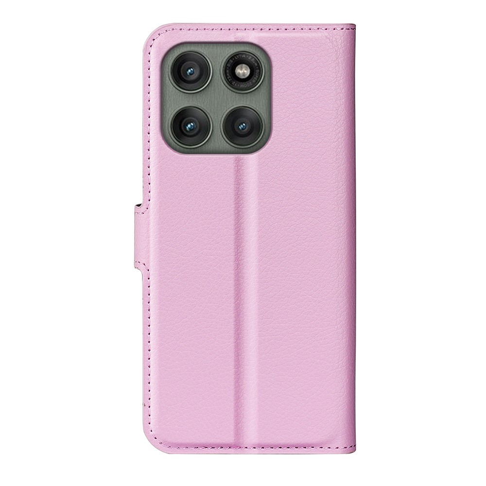  Motorola Edge 60 Pro Fodral Litchi Läder Ljus Rosa