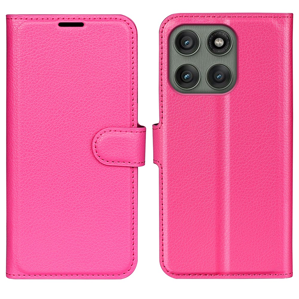  Motorola Edge 60 Pro Fodral Litchi Läder Rosa