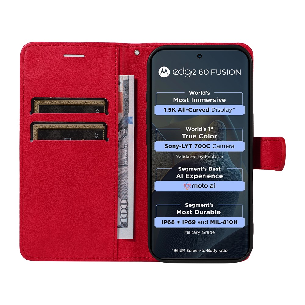  Motorola Edge 60 / 60 Pro / 60 Fusion Fodral Läder Röd