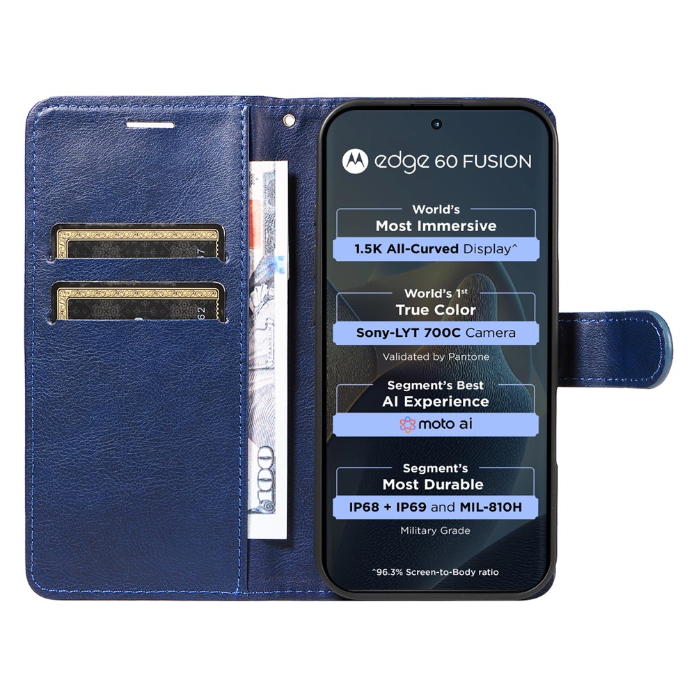  Motorola Edge 60 / 60 Pro / 60 Fusion Fodral Läder Blå