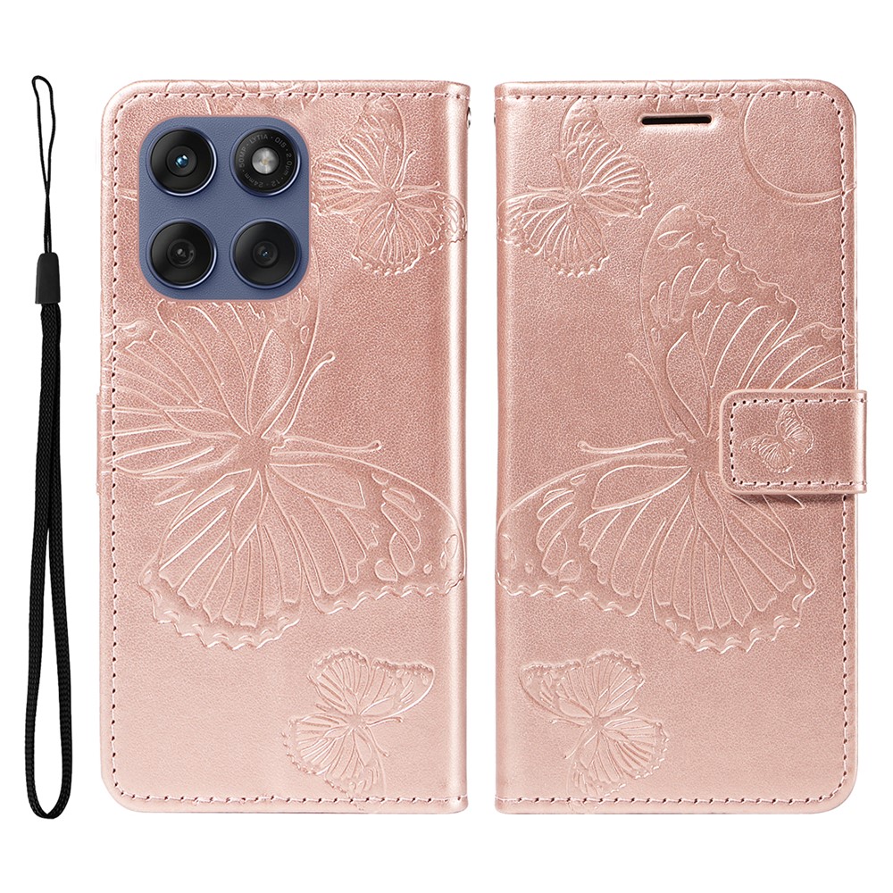  Motorola Edge 60/60 Pro/60 Fusion Fodral Fjäril Tryck Roséguld