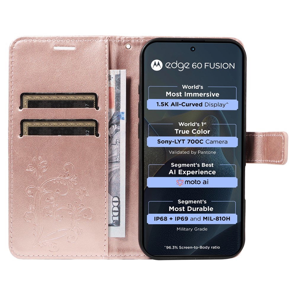  Motorola Edge 60/60 Pro/60 Fusion Fodral Fjäril Tryck Roséguld
