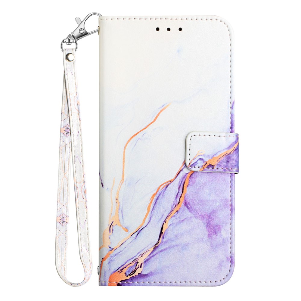  Sony Xperia 1 VII Fodral Läder Marmor Vit / Lila
