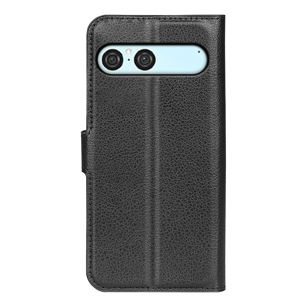  Sony Xperia 10 VII Fodral Litchi Läder Svart