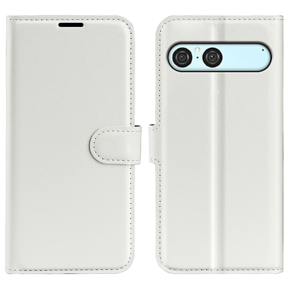  Sony Xperia 10 VII Fodral Litchi Läder Vit