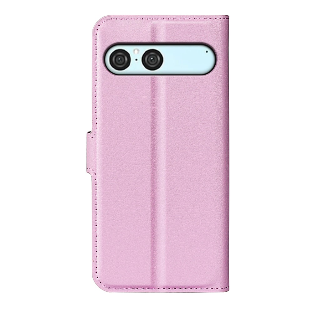  Sony Xperia 10 VII Fodral Litchi Läder Ljus Rosa