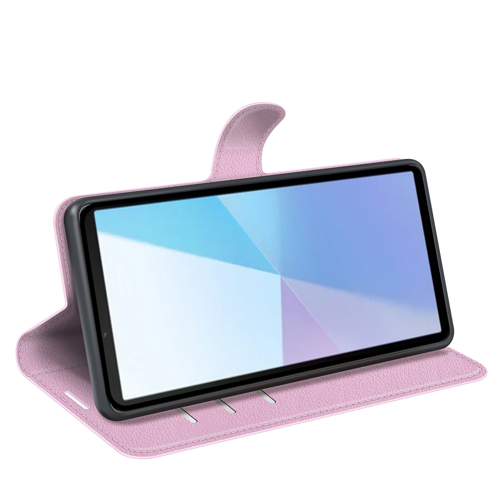 Sony Xperia 10 VII Fodral Litchi Läder Ljus Rosa