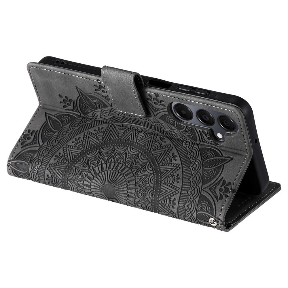  Samsung Galaxy A27 Fodral Mandala Läder Grå