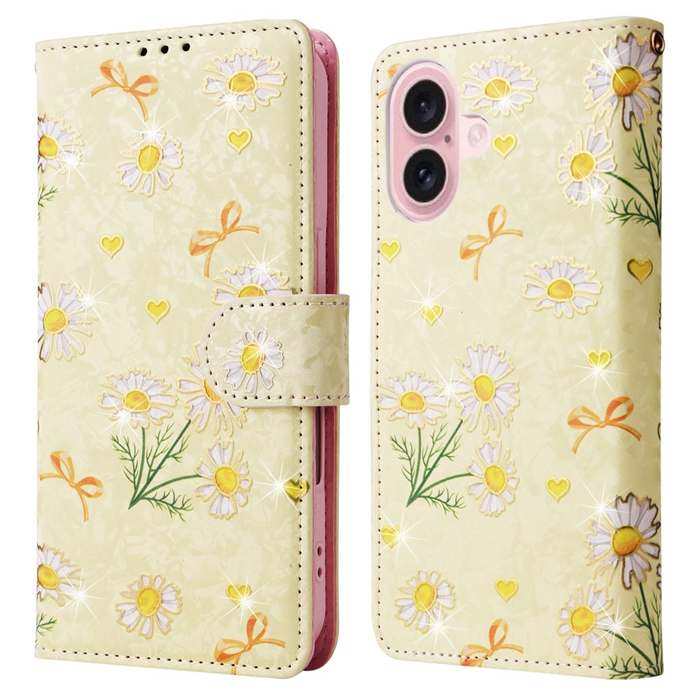  iPhone 16 Fodral RFID Läder Yellow Daisy