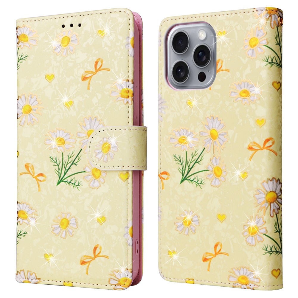  iPhone 16 Pro Max Fodral RFID Läder Yellow Daisy