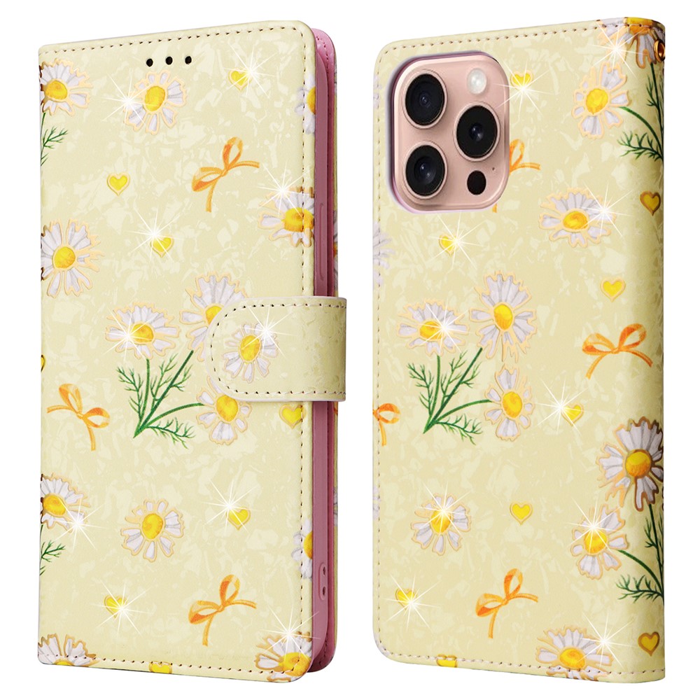  iPhone 16 Pro Fodral RFID Läder Yellow Daisy