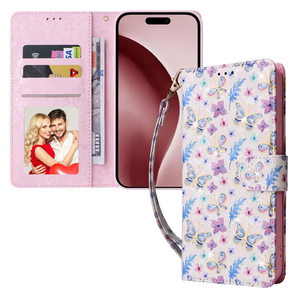  iPhone 16 Pro Fodral RFID Läder Fjärilar / Blommor