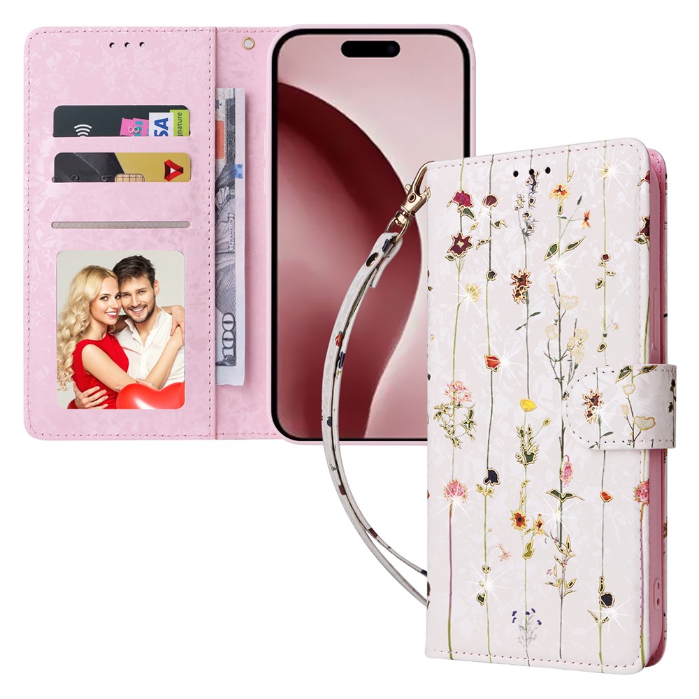  iPhone 16 Pro Fodral RFID Läder Små Blommor