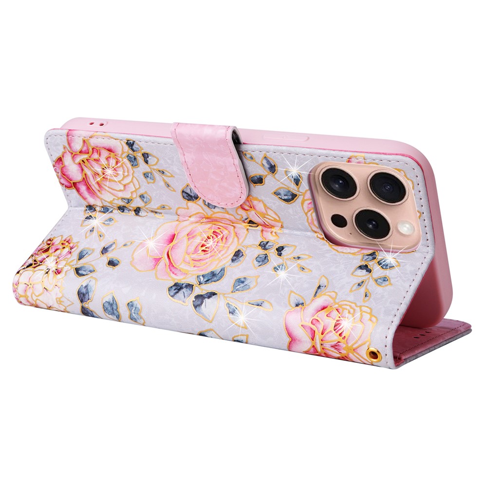  iPhone 16 Pro Fodral RFID Läder Rosa Blommor
