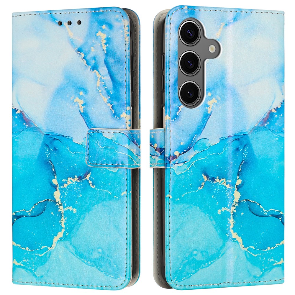 Samsung Galaxy A26/A17/A16 Fodral Läder Marmor Blå / Grön
