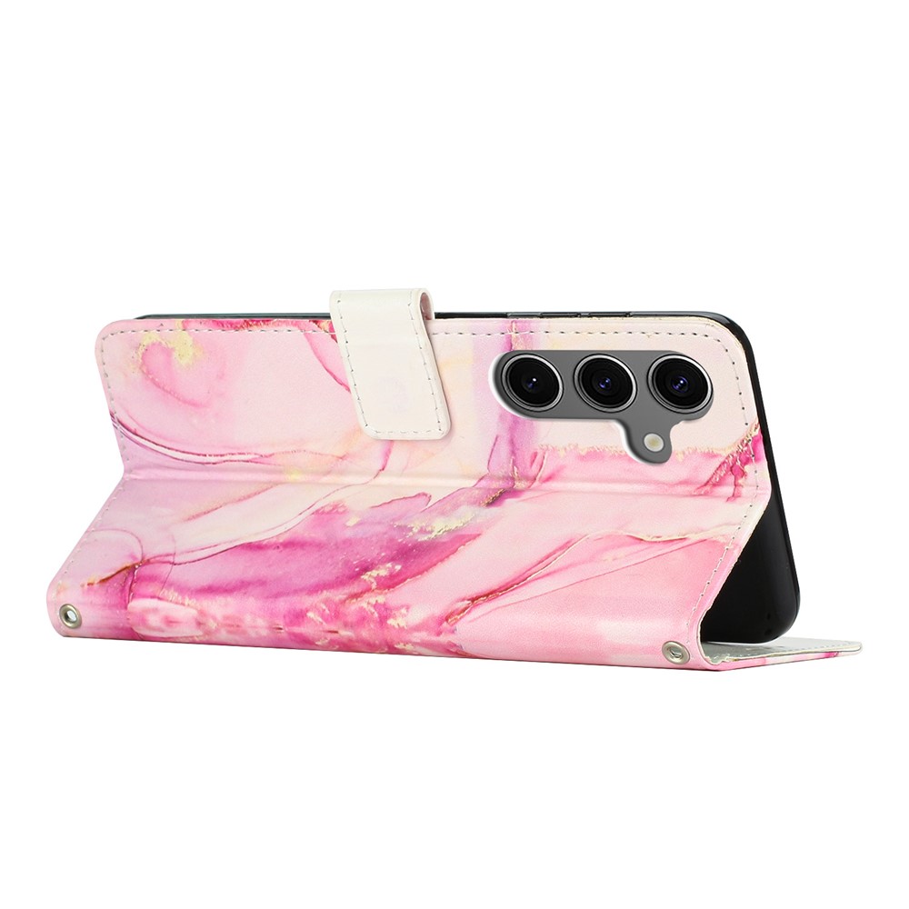  Samsung Galaxy A26/A17/A16 Fodral Läder Marmor Roséguld