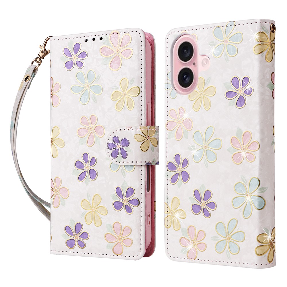  iPhone 17 Fodral RFID Läder Färgglada Blommor