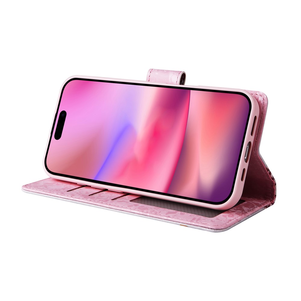  iPhone 17 Fodral RFID Läder Färgglada Blommor