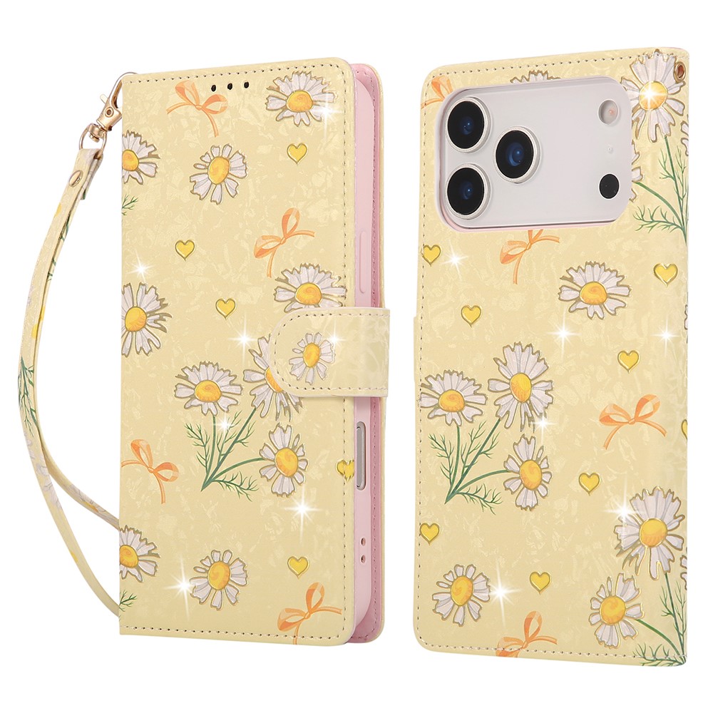  iPhone 17 Pro Fodral RFID Läder Yellow Daisy