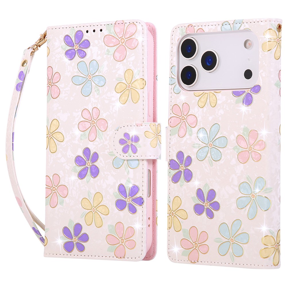  iPhone 17 Pro Fodral RFID Läder Färgglada Blommor