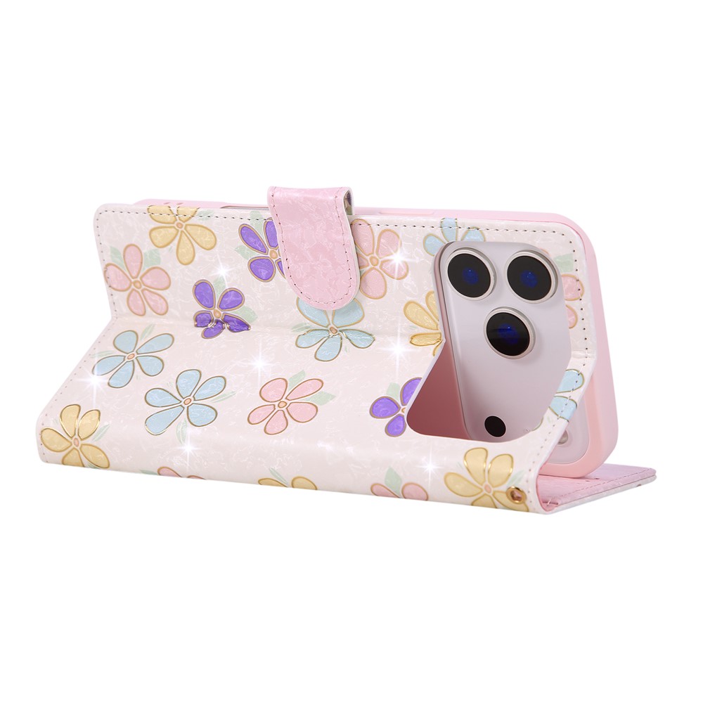  iPhone 17 Pro Fodral RFID Läder Färgglada Blommor