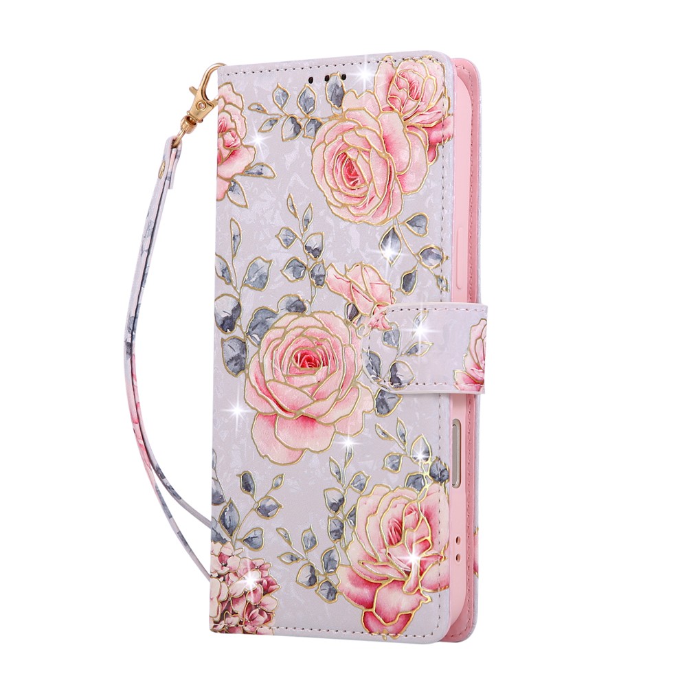  iPhone 17 Pro Fodral RFID Läder Rosa Blommor