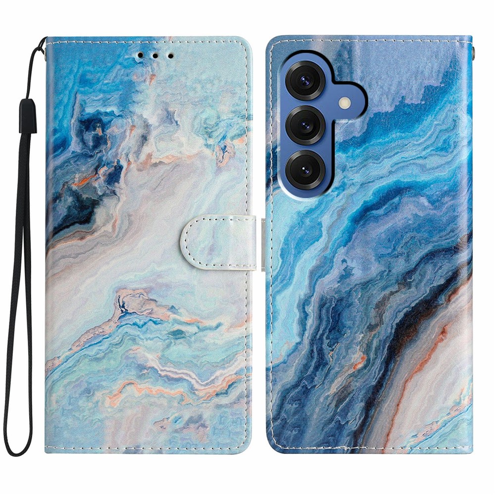  Samsung Galaxy S26 Fodral Med Tryck Blå Marmor