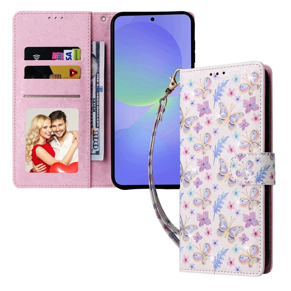  Samsung Galaxy A37 5G Fodral RFID Läder Fjärilar/Blommor