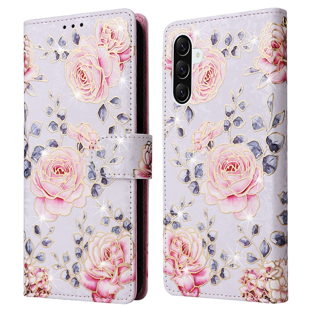  Samsung Galaxy A37 5G Fodral RFID Läder Rosa Blommor