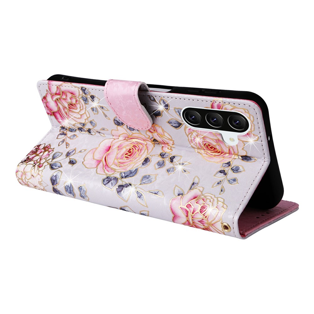  Samsung Galaxy A37 5G Fodral RFID Läder Rosa Blommor