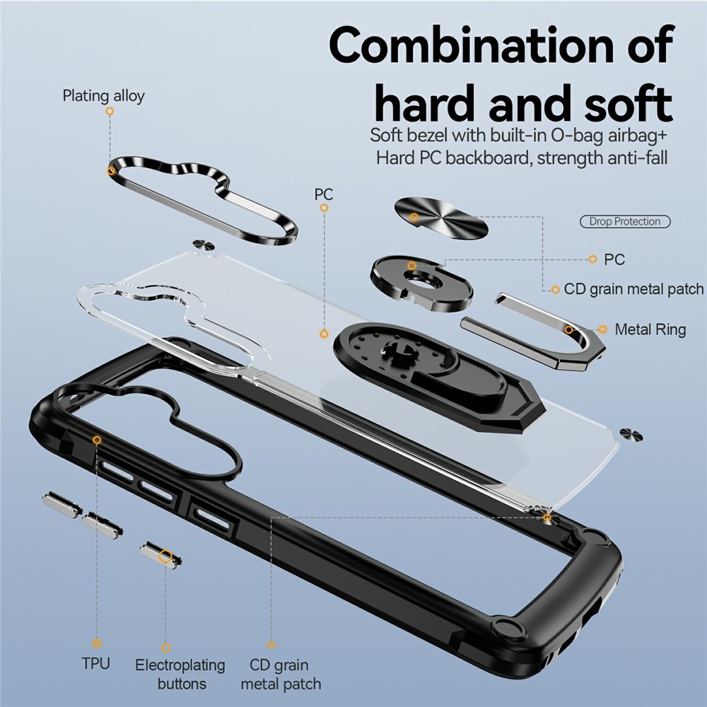  Samsung Galaxy S26 Skal Shockproof Ring Hybrid Svart