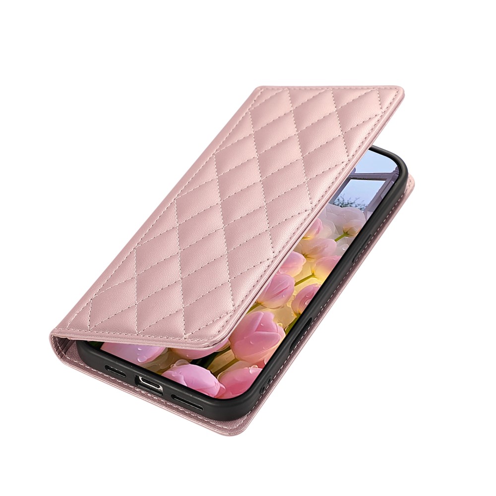  Samsung Galaxy A37 5G Fodral RFID Rhombus Läder Roséguld