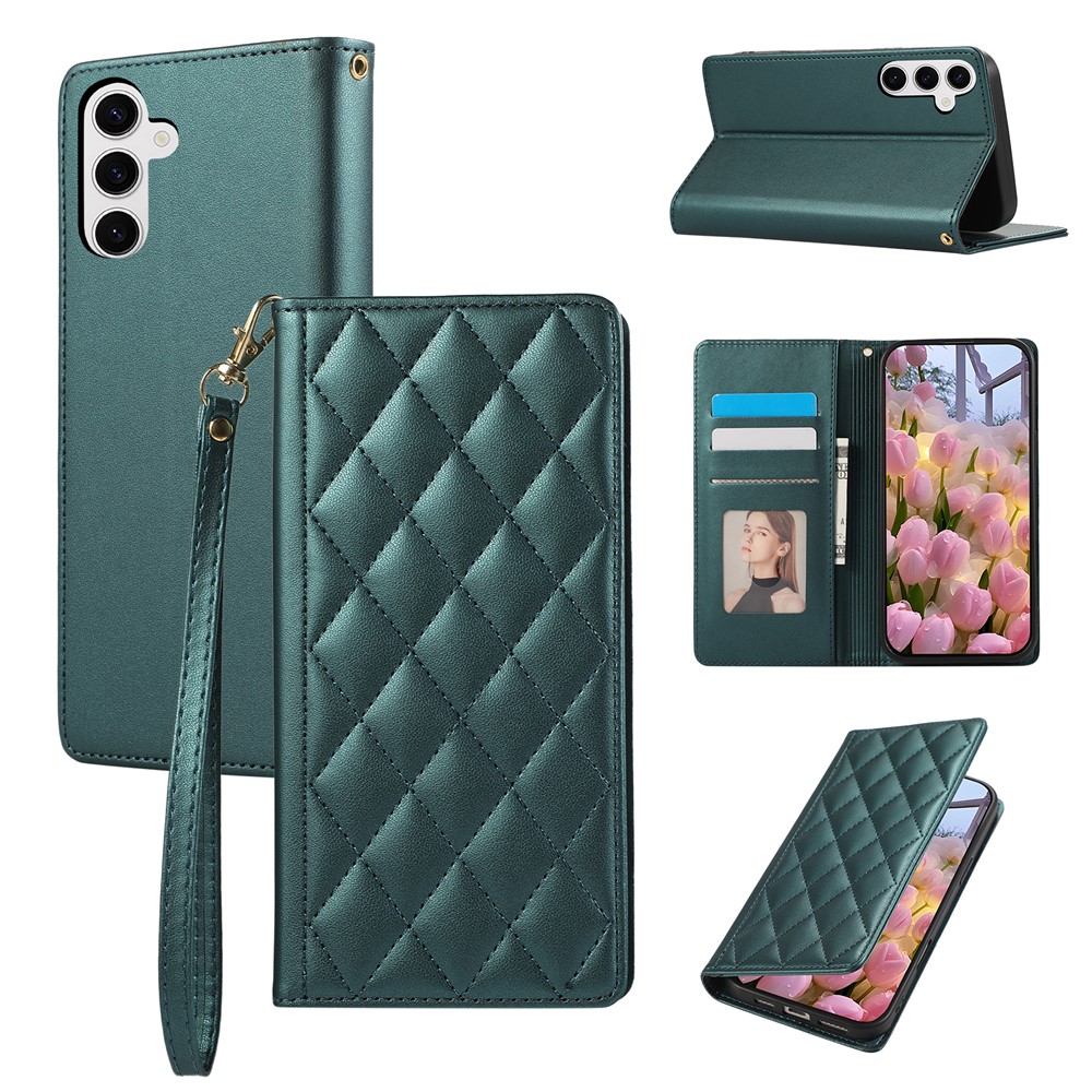  Samsung Galaxy S26 Plus Fodral RFID Rhombus Läder Grön
